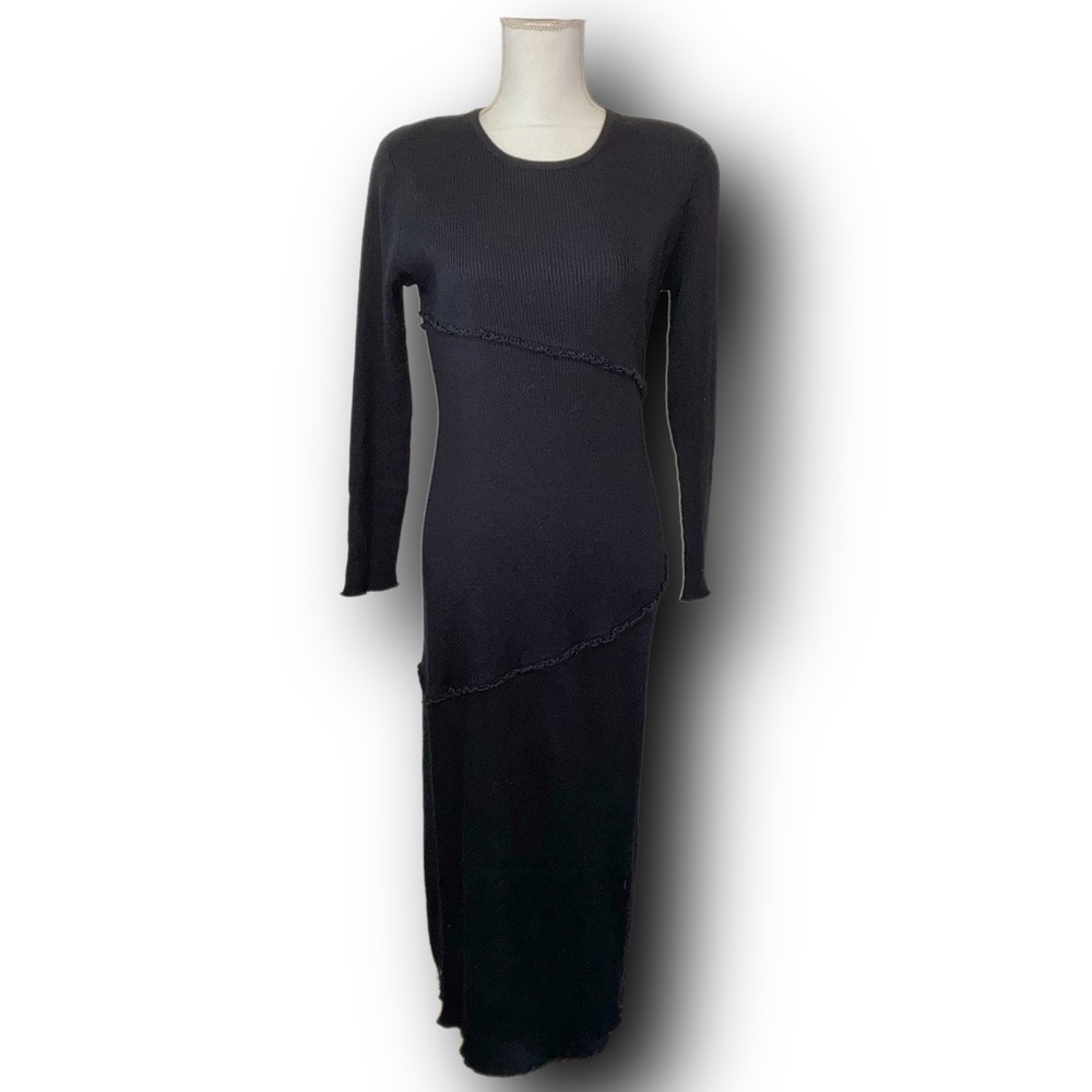 Vintage 90s Maggy London Wool Blend Maxi Sweater Dress Witchy Fall Vibes